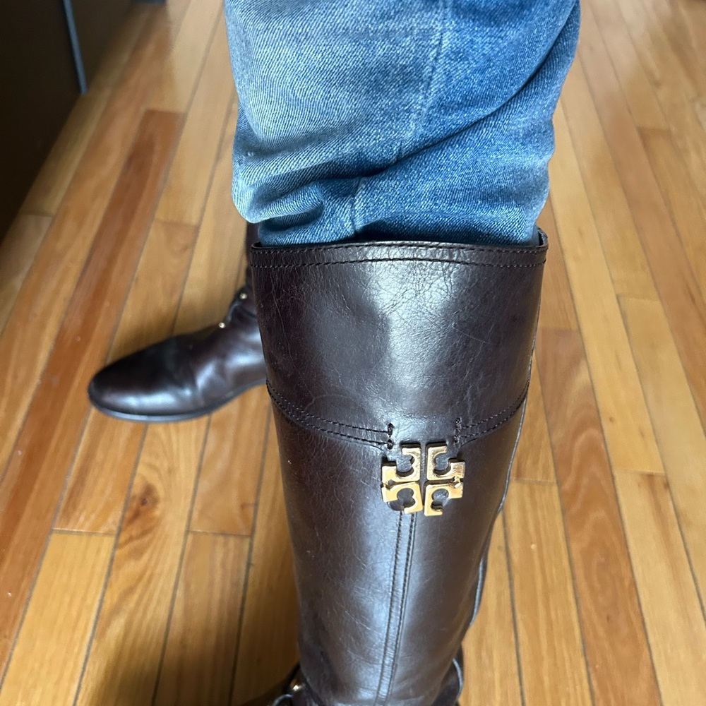 Tory Burch Dark Brown Leather Heeled Boots